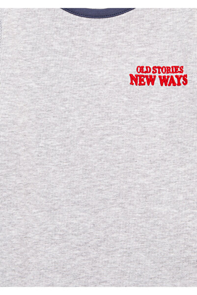 Mavi Embroidery Detailed Gray T-Shirt Fitted / Bodycon Cut 7610267-88467