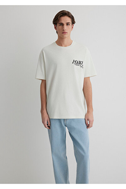 Mavi Back Printed Ecru T-Shirt Loose Fit / Relaxed Fit 0612572-70142