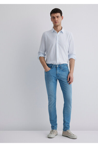 Mavi Смугаста біла сорочка Slim Fit / вузький крій 0211403-88654