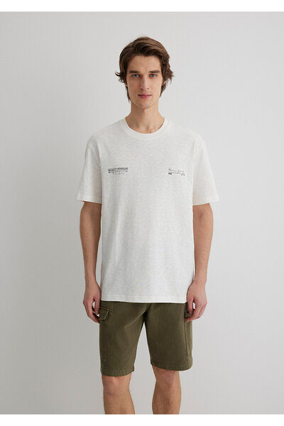 Mavi Τυπωμένο μπλουζάκι εκρού Loose Fit / Loose Comfortable Cut 0612623-70057