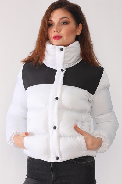 Dewberry Z6649 Coat-White-Black