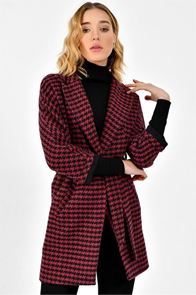 Dewberry Z6623 PALTO-BORDO-SİYAH