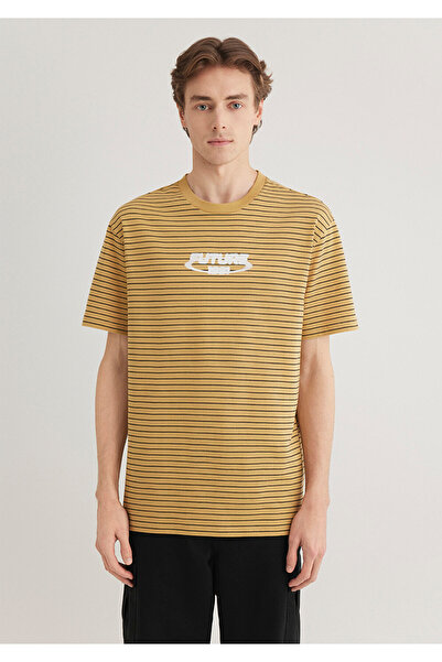 Mavi Μπλουζάκι με εμπριμέ ριγέ μουστάρδα Loose Fit / Loose Relaxed Fit 0612495 -70205