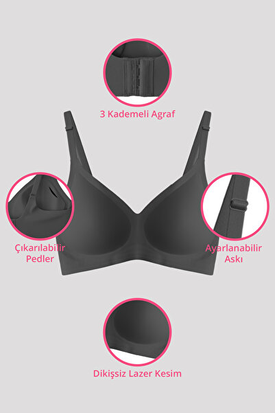 Cottonhill Laser Cut Seamless Bra Removable Pad Ghost Bra with Underwire Adjustable Strap - Pack of 3