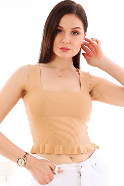 Dewberry Women's Mink Thick Strap Crop Blouse