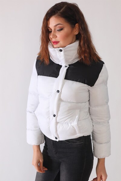 Dewberry Z6649 Coat-White-Black