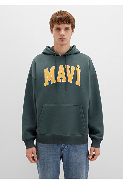 Mavi Logo Printed Hooded Green Sweatshirt 067149 -71598
