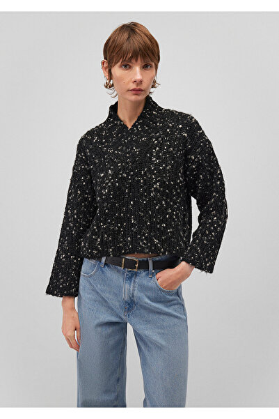 Mavi V Yaka Siyah Kazak Loose Fit / Bol Rahat Kesim 1710577-900