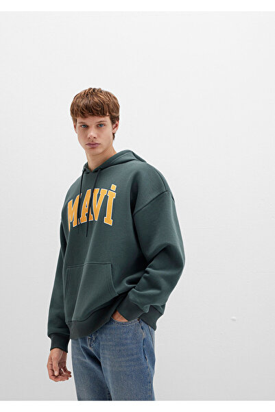 Mavi Logo Printed Hooded Green Sweatshirt 067149 -71598