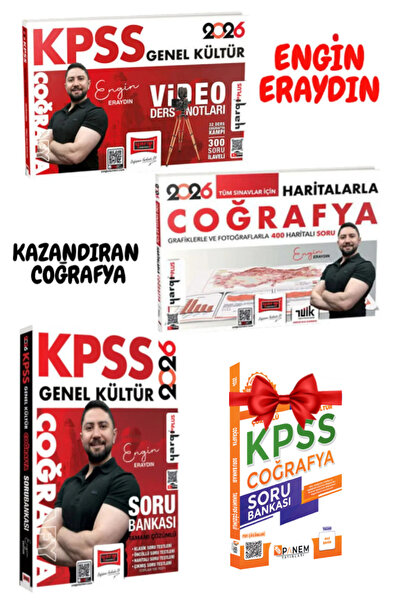 Yargı Yayınları Engin Eraydın 2026 KPSS Coğrafya Video Ders Notu + Haritalarla Coğrafya + Soru Bankası+ Deneme