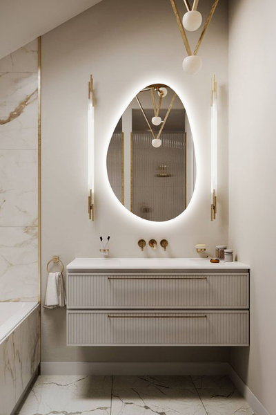 Fawdecor Premium Asimetrik LED Dekoratif Ayna - Banyo Aynası - Dresuar Aynası...