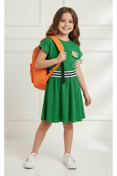 By Piera Αθλητικό παιδικό φόρεμα ελαστικής μέσης 0501