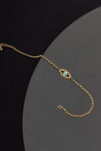 KazarKuyumculuk (585) Kadın 14 Ayar Mavi Göz Zincir Bileklik