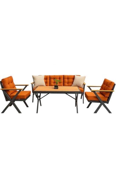 larissa design 7 kişilik metal balkon takımı/çay seti su itici ve kolay temiz...