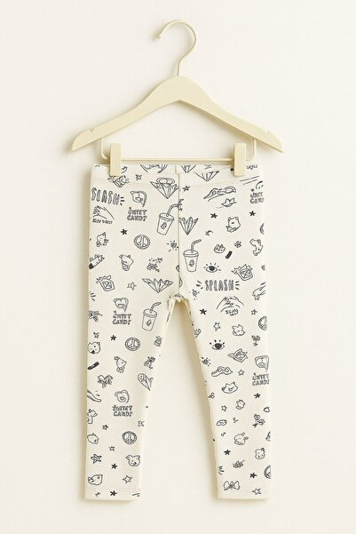 babytex Patterned Cream Leggings