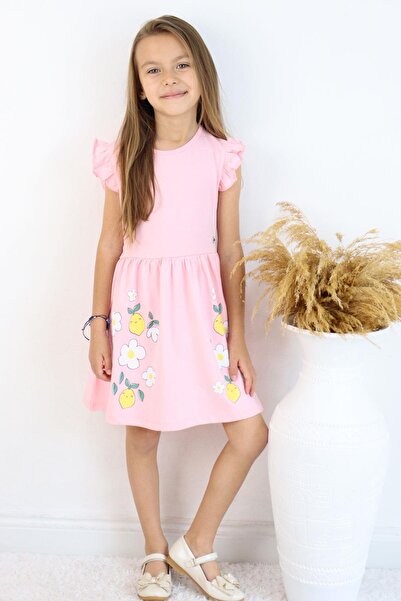 Breeze Rochie pentru fete Fusta Parte Lămâie și Imprimat Floral 2-6 Ani, Roz