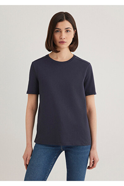 Mavi Tricou de bază albastru bleumarin cu decolteu cu croială normală / croială normală 1612699 -85315