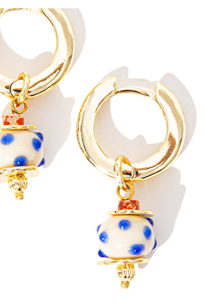 Mavi Boncuk Detaylı Altın Rengi Küpe 1912499-34961