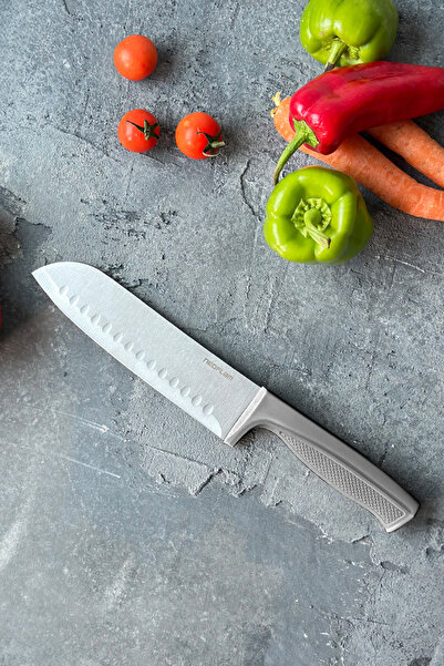 NEOFLAM Fika Microban Santoku Bıçak 13 Cm, Gri