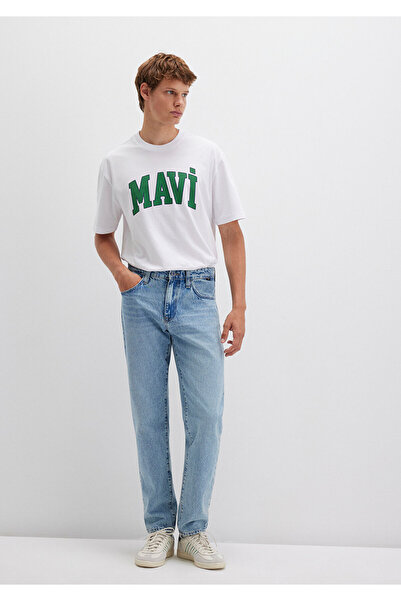 Mavi Weißes T-Shirt mit Logo-Aufdruck, lockere Passform / lockere, entspannte Passform0611711-620