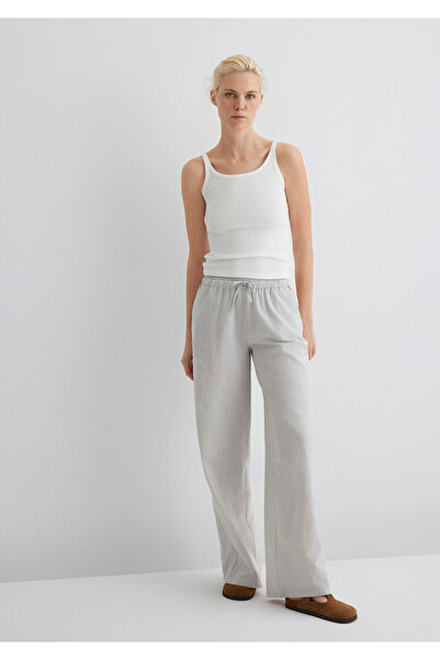 Mavi Linen Blend Grey Trousers with Tie Waist 1010686-70074