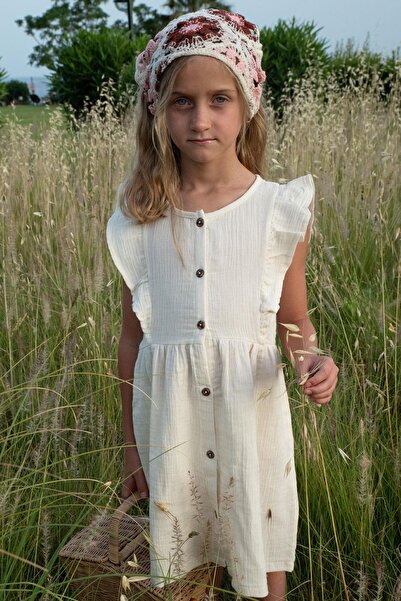 Breeze Φόρεμα για κορίτσια 5-10 ετών - με κουμπιά και βολάν, κρεμ