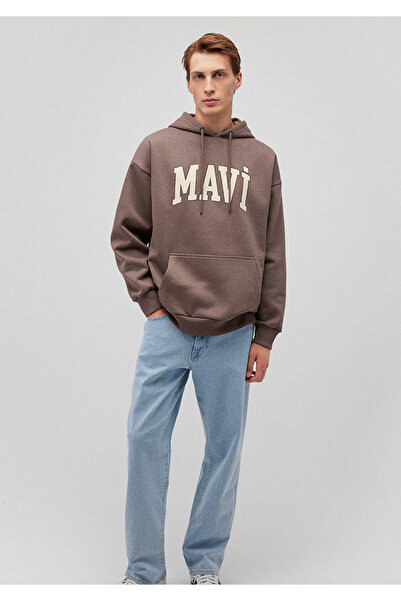 Mavi Brown Hooded Logo Printed Sweatshirt - 067149 -87875