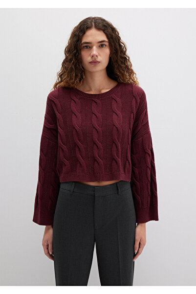 Mavi Claret Red Crop Sweater - Crew NecK, Short Cut 1710477 -70415