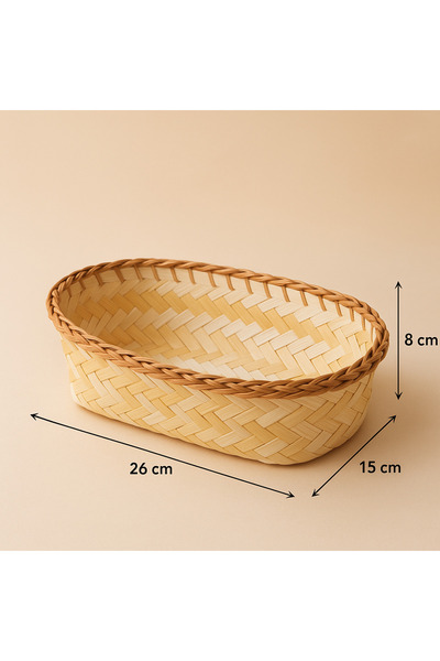 esdekor El Yapımı Doğal Oval Hasır Sepet 26x15x8cm 1 Adet - Beyaz Kahverengi ...