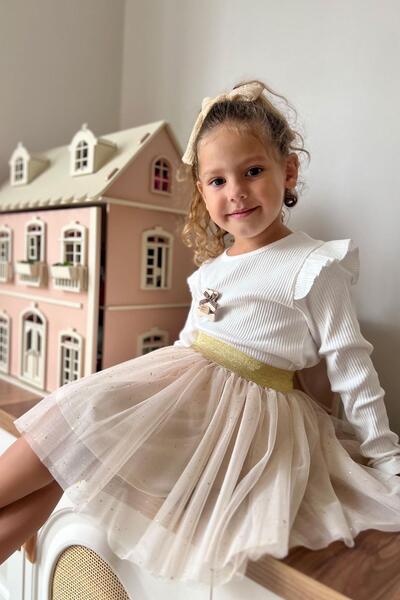 Breeze Φούστα Tutu για κορίτσια με λεπτομέρειες από γκλίτερ 5-10 ετών, μπεζ