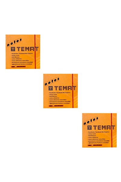 Temat 75 × 75 مم ورق لاصق برتقالي فسفوري - ورق لاصق 3 قطع