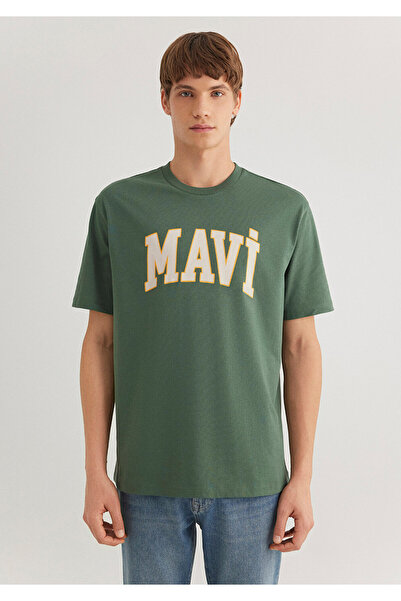 Mavi Grünes T-Shirt mit Logo-Print, lockere Passform / Loose Relaxed Fit0611711-81570