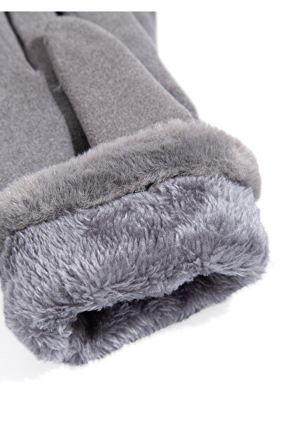 Mavi Gray Gloves with Faux Fur Detail 1911768 -27063