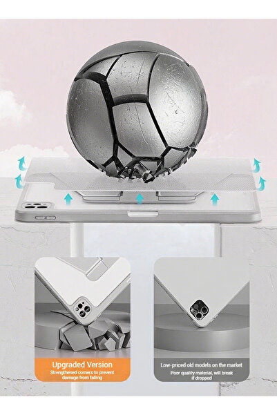 yaqeen Redmi Pad Se 11-Inch Tablet 360° Rotating Protective Cover With Pen Slot,Transparent Tpu Protective