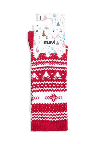 Mavi Yılbaşı Temalı Kırmızı Çorap 0911262-32421