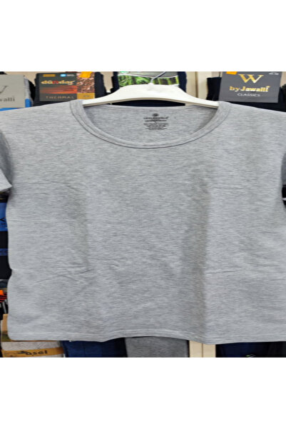 Ceylanoğlu Men's Winter Thermal & Thermal Warm Cold Protection Short Sleeve Top Undershirt Gray