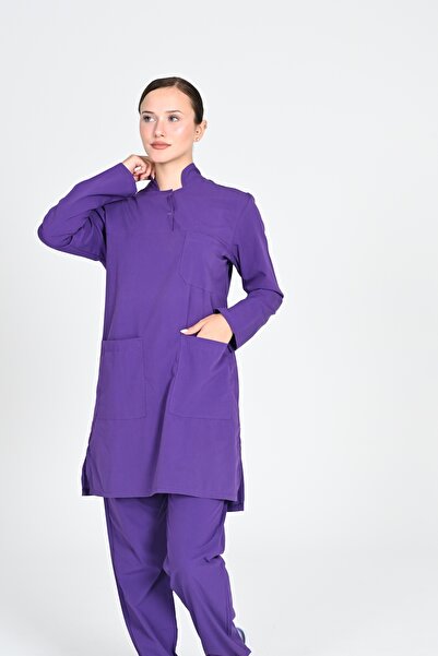 HEMİ Costum pentru uniforme pentru medic și asistentă din bumbac Hijab Purple material elastic