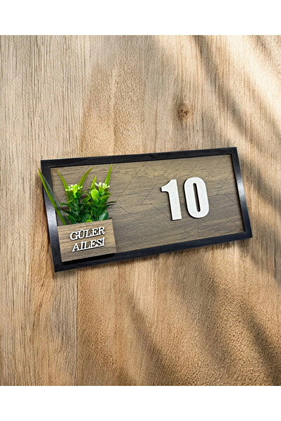 Güler Kaligrafi KİŞİYE ÖZEL ÇİÇEKLİ AHŞAP KAPI NUMARASI KAPI SÜSÜ