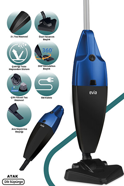 Evia Dik Süpürge 800 W Yüksek Emiş Gücü