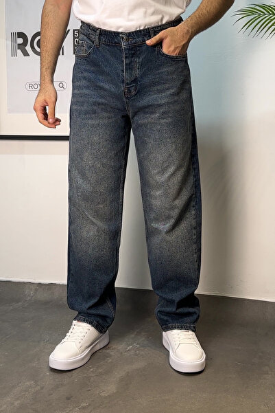 ROY501 Ανδρικό φαρδύ παντελόνι με φαρδύ πόδι Χακί πλυμένο φαρδύ τζιν