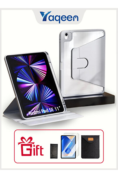 yaqeen Redmi Pad Se 11-Inch Tablet 360° Rotating Protective Cover With Pen Slot,Transparent Tpu Protective