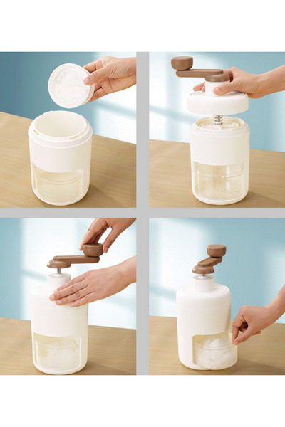 OEM Plastic ice crusher/ice grinder with stainless steel blade – white/brown