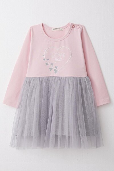 Breeze Girl's Long Sleeve Dress Text Printed Heart 1.5-5 Years, Pink
