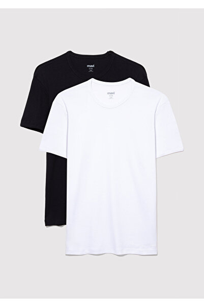 Mavi 2er-Pack Herren-Basic-T-Shirt mit Rundhalsausschnitt, taillierter / körperbetonter Schnitt 0611286-620