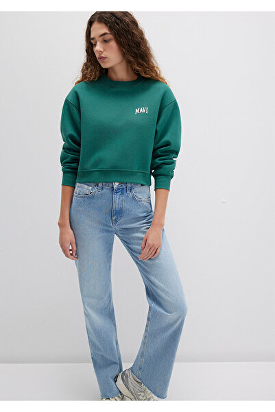 Mavi Grünes Crop-Sweatshirt mit Logo-Print 1611601-71874