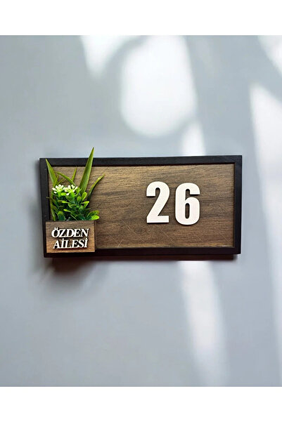 Güler Kaligrafi KİŞİYE ÖZEL ÇİÇEKLİ AHŞAP KAPI NUMARASI KAPI SÜSÜ