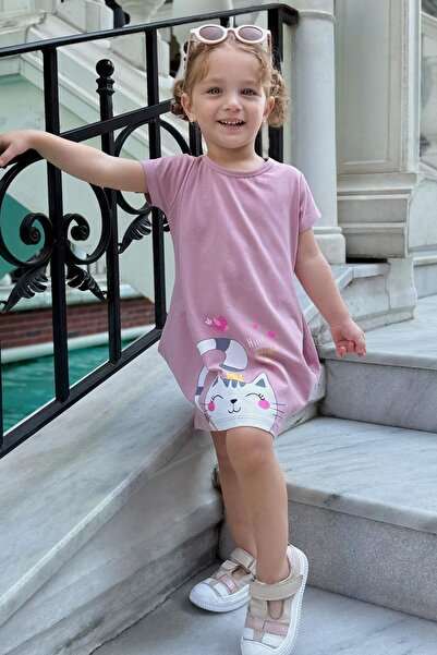 Breeze Kız Çocuk Tunik Elbise Dostluk Temalı Prenses Kedicik Baskılı 1.5-5 Ya...