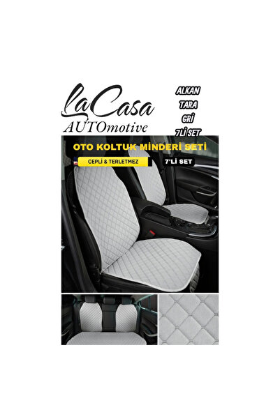 la casa Husa de scaun auto ergonomică Lacasa Anti-transpirație Alcantara (7 BUC.) - Set complet pentru vehicul cu 5 locuri - GREY