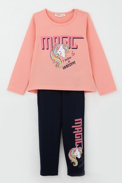 Breeze Set colanți pentru fetiță cu imprimeu unicorn - 1,5-5 ani, somon
