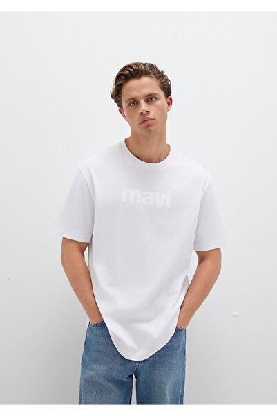 Mavi Weißes T-Shirt mit Logo-Print, lockere Passform 0611807-620